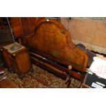 A burr Walnut and crossbanded 4'6" double Bedstead complete with side irons
