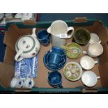 A quantity of china to include Copeland Spode Italian sandwich plate, commemorative mugs,