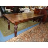 A heavy Oak rectangular Dining Table, the five plank top, 93'' long x 32 1/4'' wide x 1 3/4'' thick,