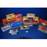 Miscellaneous boxed lorries and cars including Smartie van, Furlong Bros.