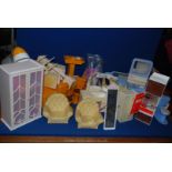 A quantity of Sindy, Shelly and Barbie accessories including bubble gum machine, camcorder etc.