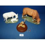 Three Sherratt & Simpsons models of a Limousin bull, a mouse and ladybird (a/f),