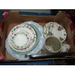 Four meat Plates, Royal Doulton plates, Old Leeds utensil pot, floral Teaset, etc., some a/f.