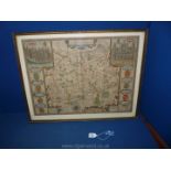 A framed hand-tinted original John Speede Map of ''Surrey Described and Divided into Hundreds''