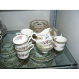 A Coalport bone china 'Ming Rose' Coffee set, including five coffee cans, six saucers (one cracked),