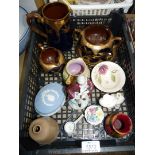 A quantity of china to include pie funnels, jug, vase, Burslem part Teaset, etc.