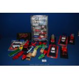 Miscellaneous small cars and vans including Corgi Texaco vans, fire engines,