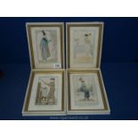 Four framed colour Engravings ''Costumes Parisiens'' including 'No.