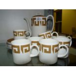 A Wedgwood, (Susie Cooper) 'Old Gold Keystone' Coffee set including coffee pot,
