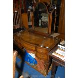 An excellent quality crossbanded burr Walnut Dressing Table having serpentine front,