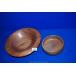 Two wooden fruit bowls, one by Ray Hooper, Hereford.