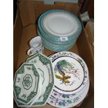 A quantity of dinner and side Plates including Mortlocks and Old Pekin by J & G Meakin and Woodhill,