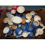 A quantity of blue china with place name detail including Pembroke, Winchcombe, Amroth etc.