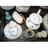 Miscellaneous china including Adderley teapot, two cups, two saucers, Wedgwood pin dish, etc.