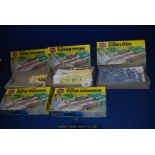 Five boxed Airfix station accessories including platform fittings,