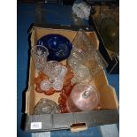 A quantity of glass including jelly mould, biscuit barrel and lid,