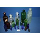 A box of glass poison bottles, etc.