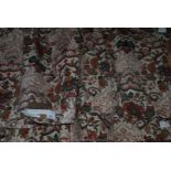 Three pairs of Burgundy/grey floral Curtains, different lengths,