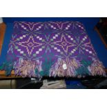 A purple ground Welsh tapestry Blanket,