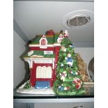 A Spode Christmas tree village train station Cookie Jar.