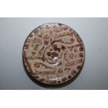 A Valencia Manises Hispano Moresque copper lustre plate, late 15th early 16th century,