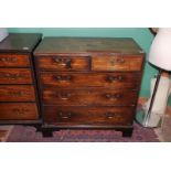 A circa 1800 Mahogany Chest of three long and two short Drawers having brass swan neck handles and