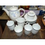 A Barton Coffee pot and four Thomas of Germany white cups and saucers.