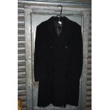 A full length gentleman's Vartex International charcoal grey Wool Overcoat, 44" chest.