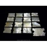 14 antique oriental fretworked edged rectangular mother of pearl Gaming counters engraved with