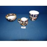 An Imari set of jug, sugar bowl, tumbler including John Mortlock, Oxford street, London.