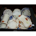 A quantity of china to include large blue and white platter,