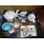 A quantity of china including Carlton china, oriental teapot, jugs, mug, etc.
