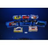 Three twin packs of die cast models of cars together with die cast lorries, etc.