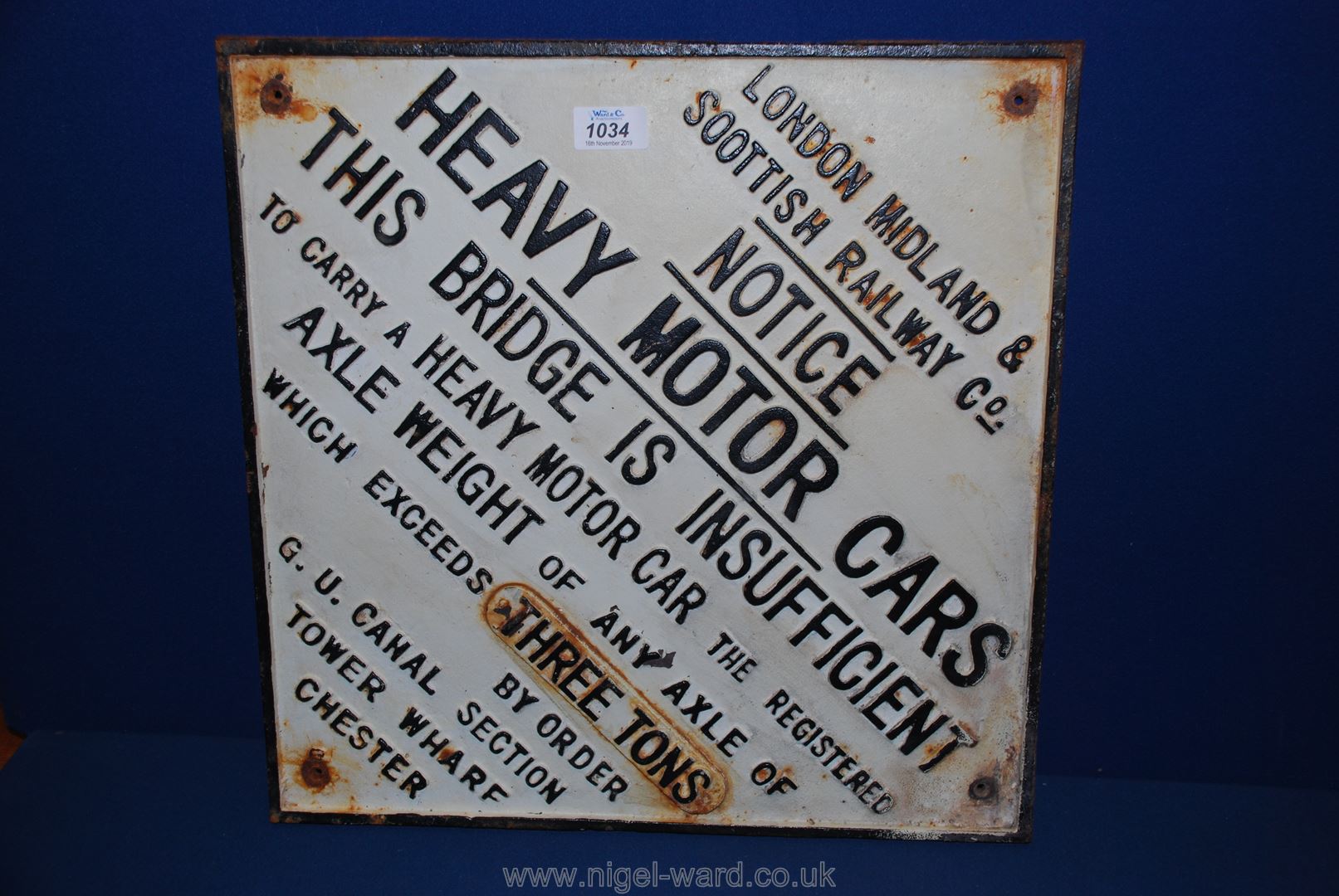 A 1950's cast iron LMS railway Sign.