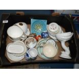 A quantity of china to include Dolphin vase, two Victorian large cups and saucers 1846, etc.