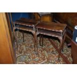 A pair of satinwood Bedside Tables having shaped edges to the rectangular tops,