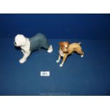 A Beswick Boxer plus a Beswick Old English Sheep dog.