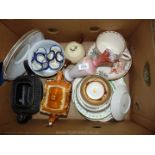 A mixed box of Victorian and 1930's china and glass.