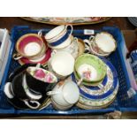 A box of vintage tea ware to include Aynsley, Royal Albert, Coalport, etc.