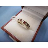 A 9CT gold/ diamond and ruby ring,