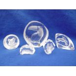 FIVE MATS, JONASSON CRYSTAL ORNAMENTS,