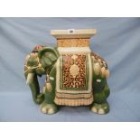 A large Chinese ceramic elephant garden seat, 44cms approx.