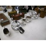 A collection of silver plate, inc. Mappin and Webb tea pot etc.