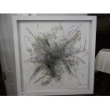 a framed oil on canvas, abstract,