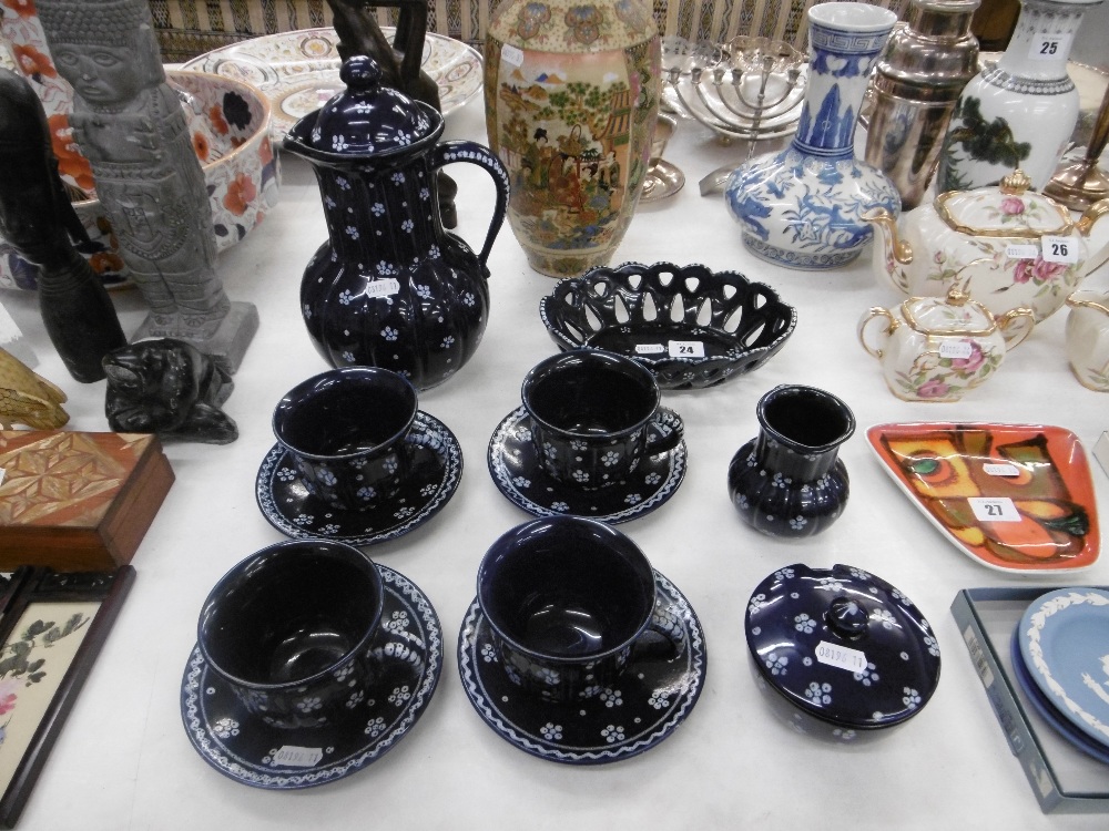 AN ASSORTMENT OF 12 PIECES OF A BLUE AUSTRIAN BREAKFAST SET INC.