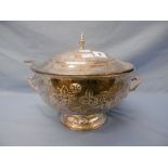 A silver plated punch bowl and ladle