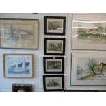 FOUR FRAMED AND GLAZED ETCHINGS,