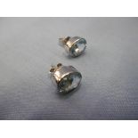 A pair of 18CT white gold Aqua marine set earrings