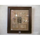 A FRAMED 1st WORLD WAR PHOTO AND FRENCH POSTCARDS