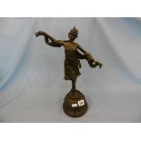 A bronze art deco style sculpture of a lady